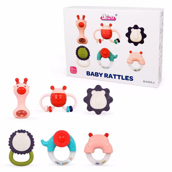 Wrist Foot Rattles for Baby 8 PCS Soft Animal Wrist Rattles and Foot Finder Puppy Sock