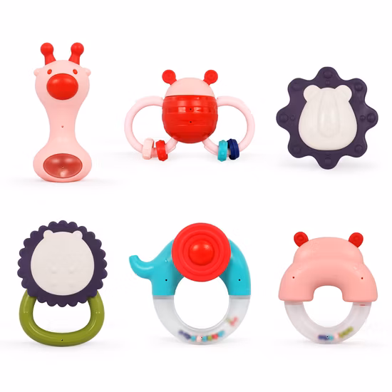 Wrist Foot Rattles for Baby 8 PCS Soft Animal Wrist Rattles and Foot Finder Puppy Sock