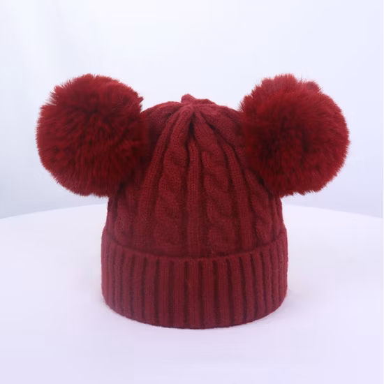 POM 비니 모자로 뜨개질을 한 소년 그릴 주문 겨울 온난한 아이 모자 아기